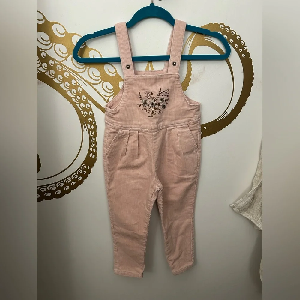 Jamie Kay Pink Corduroy Overalls with Embroidery‎